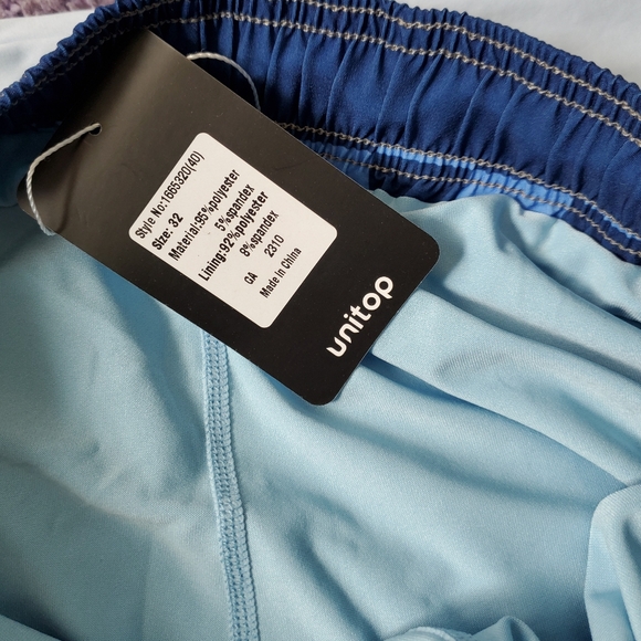 Unitop Blue and Mint Ombre Checker Print Swim Trunks - Picture 3 of 3